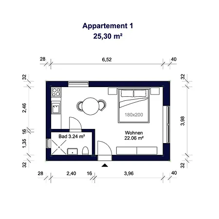 1-2 Personen - Parkplatz - Fahrradgarage - Zentrum - Kueche - Klima Apartment